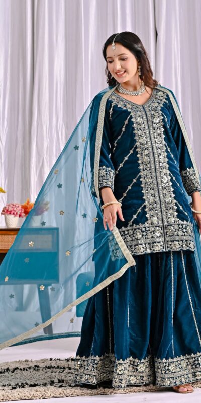 ND 5053 Navy Blue Viscous Velvet Salwar Suit with Embroidery Work. Grab it for ₹2449. Delivery 4-6 Working Days. Shop now. | Jump Suits, Straight Suits, Casual Suits, Creative suits, Designer Suits, Palazzo Suits, Party Wear Suits, Patiala Suits, Salwar suit