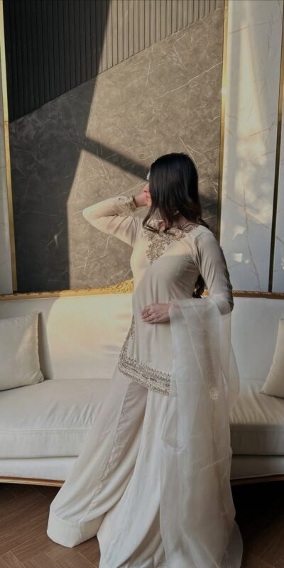 NF 1269 Off White Korean Satin Silk Salwar Suit with Lace Work & Embroidery Work. Exclusive Offer ₹2149. Delivery 4-6 Working Days. Shop now. | Jump Suits, Straight Suits, Casual Suits, Creative suits, Designer Suits, Palazzo Suits, Party Wear Suits, Patiala Suits, Salwar suit
