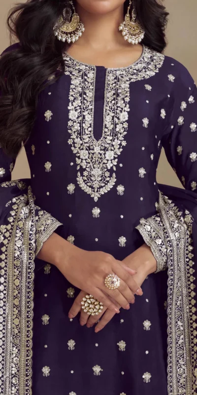 FC 7466 Navy Blue Chinon Silk Salwar Suit with Embroidery Work & Lace Work. Affordable Price ₹2599. Delivery 4-6 Working Days. Shop now. | Jump Suits, Straight Suits, Casual Suits, Creative suits, Designer Suits, Palazzo Suits, Party Wear Suits, Patiala Suits, Salwar suit