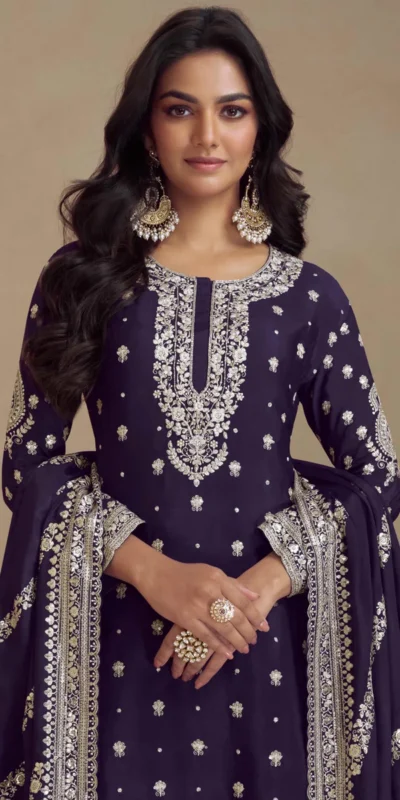 FC 7466 Navy Blue Chinon Silk Salwar Suit with Embroidery Work & Lace Work. Affordable Price ₹2599. Delivery 4-6 Working Days. Shop now. | Jump Suits, Straight Suits, Casual Suits, Creative suits, Designer Suits, Palazzo Suits, Party Wear Suits, Patiala Suits, Salwar suit