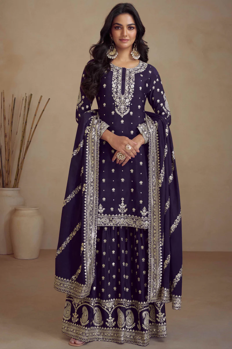 FC 7466 Navy Blue Chinon Silk Salwar Suit with Embroidery Work & Lace Work. Affordable Price ₹2599. Delivery 4-6 Working Days. Shop now. | Jump Suits, Straight Suits, Casual Suits, Creative suits, Designer Suits, Palazzo Suits, Party Wear Suits, Patiala Suits, Salwar suit