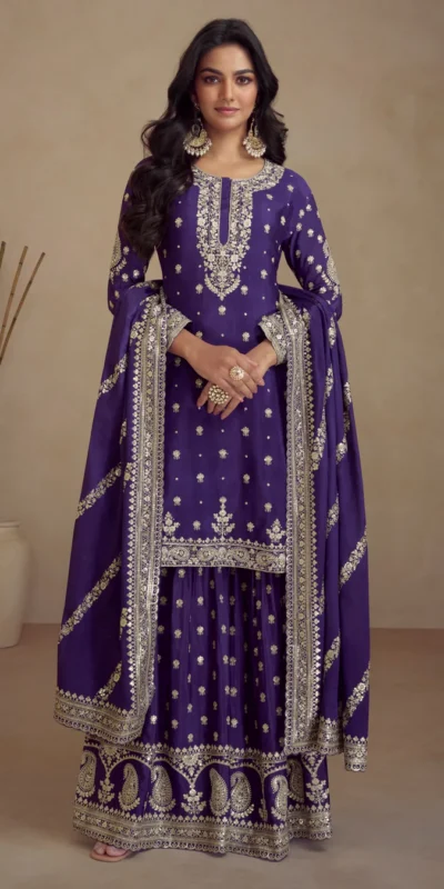 FC 7466 Purple Chinon Silk Salwar Suit with Embroidery Work & Lace Work. Affordable Price ₹2599. Delivery 4-6 Working Days. Shop now. | Jump Suits, Straight Suits, Casual Suits, Creative suits, Designer Suits, Palazzo Suits, Party Wear Suits, Patiala Suits, Salwar suit