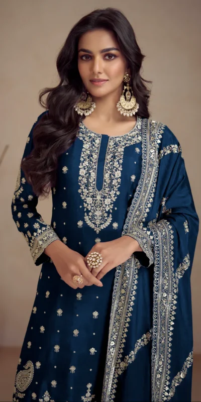 FC 7466 Teal Chinon Silk Salwar Suit with Embroidery Work & Lace Work. Affordable Price ₹2599. Delivery 4-6 Working Days. Shop now. | Jump Suits, Straight Suits, Casual Suits, Creative suits, Designer Suits, Palazzo Suits, Party Wear Suits, Patiala Suits, Salwar suit