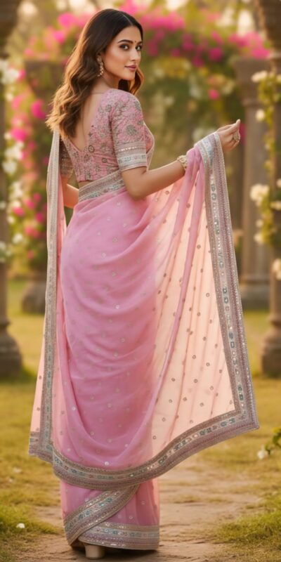 SC 1018 Pink Soft Organza Silk Saree with Lace Work & Embroidery Work. Festive Deal ₹2099. Delivery 4-6 Working Days. Shop now. | Bollywood Sarees, Creative Sarees, Designer Sarees, Embroidered Sarees, Ethnic Saree, Modern Digital sarees, Party Wear Sarees, Sarees