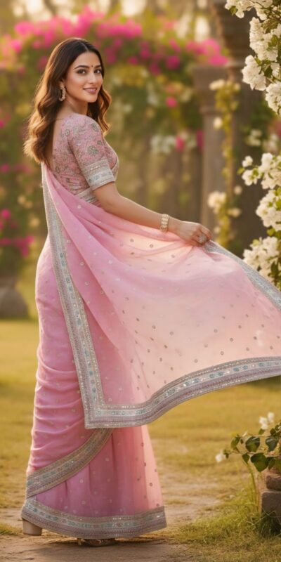 SC 1018 Pink Soft Organza Silk Saree with Lace Work & Embroidery Work. Festive Deal ₹2099. Delivery 4-6 Working Days. Shop now. | Bollywood Sarees, Creative Sarees, Designer Sarees, Embroidered Sarees, Ethnic Saree, Modern Digital sarees, Party Wear Sarees, Sarees