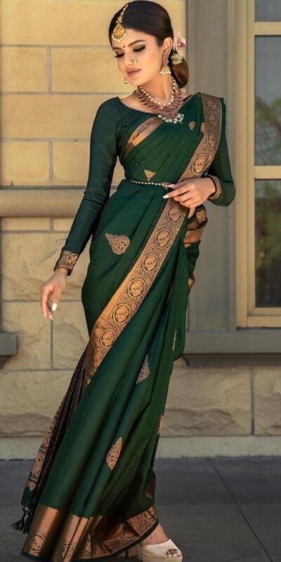KPR 129 Green Soft Lichi Silk Saree Perfect for Wedding, Party, Reception, Diwali, Ethnic Day – . Affordable Price ₹1349. Delivery 4-6 Working Days. | Bollywood Sarees, Creative Sarees, Designer Sarees, Embroidered Sarees, Ethnic Saree, Modern Digital sarees, Party Wear Sarees, Sarees
