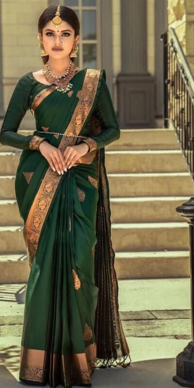 KPR 129 Green Soft Lichi Silk Saree Perfect for Wedding, Party, Reception, Diwali, Ethnic Day – . Affordable Price ₹1349. Delivery 4-6 Working Days. | Bollywood Sarees, Creative Sarees, Designer Sarees, Embroidered Sarees, Ethnic Saree, Modern Digital sarees, Party Wear Sarees, Sarees