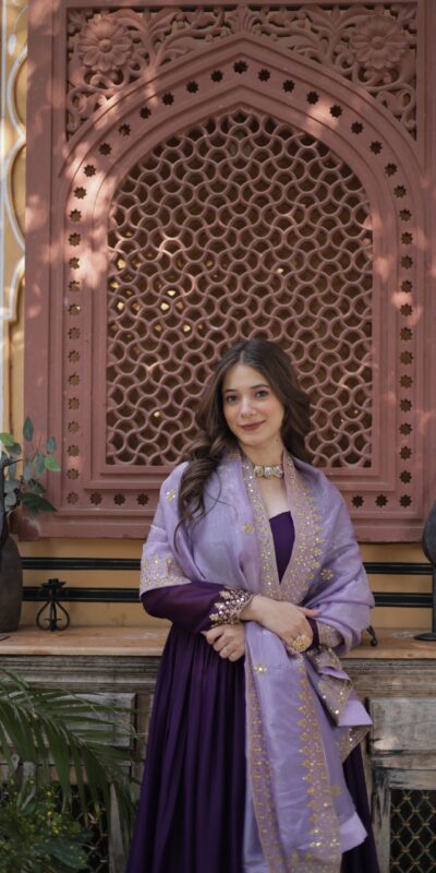 KA 1143 Purple Faux Georgette Sequence Work Gown Gown. Wedding, Party, Festive, Events Grab it for ₹2649. Delivery 4-6 Working Days. Shop now. | Bollywood Gowns, Creative Gowns, Designer Gowns, Embroidered Gowns, Gowns, Party Wear Gowns