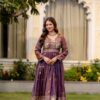 RR 38 Purple Fendy Satin Gown Perfect for Wedding, Party, Pongal, Makar Sankranti, Ganesh Chaturthi – . Available at ₹2649 only. Delivery 4-6 Wor | Bollywood Gowns, Creative Gowns, Designer Gowns, Embroidered Gowns, Gowns, Party Wear Gowns