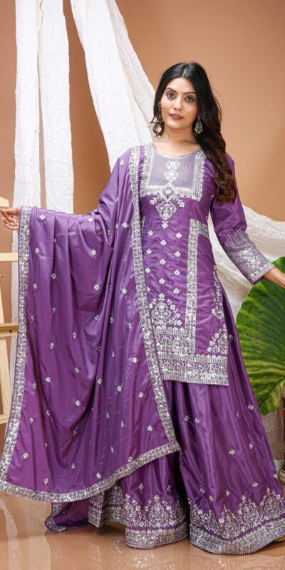 FE 127 Purple Natural Crep Salwar Suit Brown with Embroidery Work. Exclusive Offer ₹2449. Delivery 4-6 Working Days. Shop now. | Jump Suits, Straight Suits, Casual Suits, Creative suits, Designer Suits, Palazzo Suits, Party Wear Suits, Patiala Suits, Salwar suit