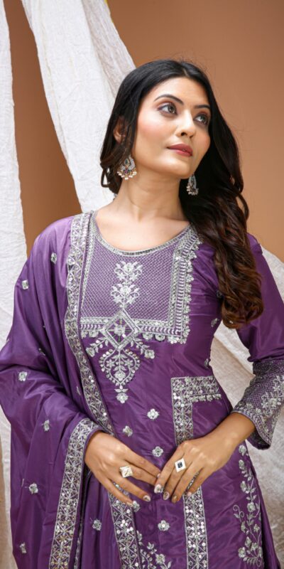 FE 127 Purple Natural Crep Salwar Suit Brown with Embroidery Work. Exclusive Offer ₹2449. Delivery 4-6 Working Days. Shop now. | Jump Suits, Straight Suits, Casual Suits, Creative suits, Designer Suits, Palazzo Suits, Party Wear Suits, Patiala Suits, Salwar suit