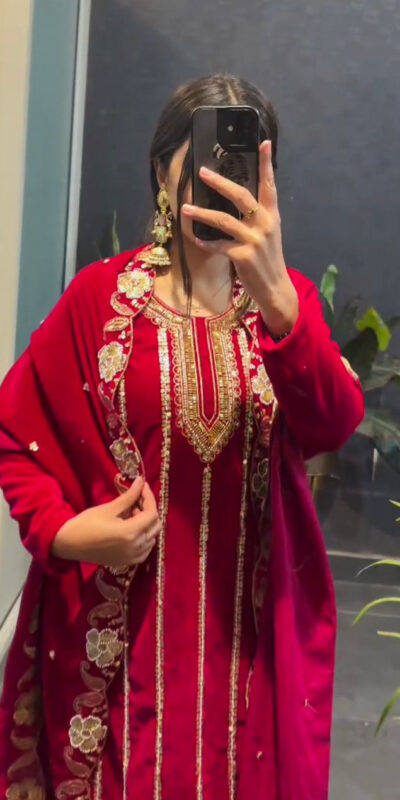 ST 1134 Red 9000 Velvet Salwar Suit with Lace Work & Embroidery Work. Available at ₹2099 only. Delivery 4-6 Working Days. Shop now. | Jump Suits, Straight Suits, Casual Suits, Creative suits, Designer Suits, Palazzo Suits, Party Wear Suits, Patiala Suits, Salwar suit