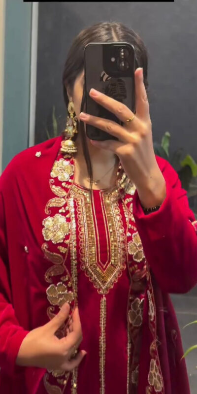 ST 1134 Red 9000 Velvet Salwar Suit with Lace Work & Embroidery Work. Available at ₹2099 only. Delivery 4-6 Working Days. Shop now. | Jump Suits, Straight Suits, Casual Suits, Creative suits, Designer Suits, Palazzo Suits, Party Wear Suits, Patiala Suits, Salwar suit