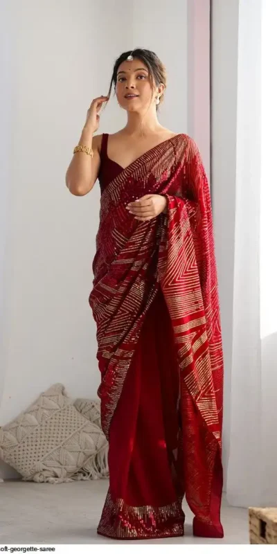 JR 626 Red Georgette Saree Perfect for Wedding, Party, Eid, Anniversary, Diwali – . Special Price ₹1799. Delivery 4-6 Working Days. Shop now. | Bollywood Sarees, Creative Sarees, Designer Sarees, Embroidered Sarees, Ethnic Saree, Modern Digital sarees, Party Wear Sarees, Sarees