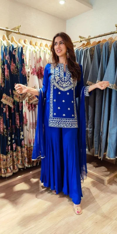 KD 1574 Royal Blue Color Faux Georgette Salwar Suit with Embroidery Work. Best Price ₹1949. Delivery 4-6 Working Days. Shop now. | Jump Suits, Straight Suits, Casual Suits, Creative suits, Designer Suits, Palazzo Suits, Party Wear Suits, Patiala Suits, Salwar suit