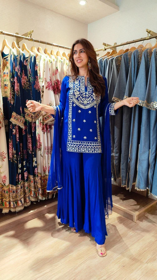 KD 1574 Royal Blue Color Faux Georgette Salwar Suit with Embroidery Work. Best Price ₹1949. Delivery 4-6 Working Days. Shop now. | Jump Suits, Straight Suits, Casual Suits, Creative suits, Designer Suits, Palazzo Suits, Party Wear Suits, Patiala Suits, Salwar suit