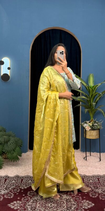 ST 1099 Sky Blue Zimmy Silk Salwar Suit Perfect for Wedding, Party, Karwa Chauth, Haldi, Eid – . Special Price ₹2449. Delivery 4-6 Working Days. Shop no | Jump Suits, Straight Suits, Casual Suits, Creative suits, Designer Suits, Palazzo Suits, Party Wear Suits, Patiala Suits, Salwar suit