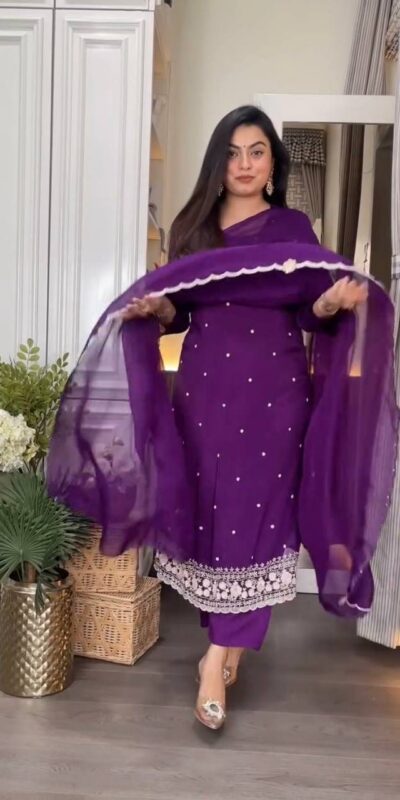 DC 98 Purple Color Chinon Silk Sawlar Suit with Embroidery Work. Exclusive Offer ₹1799. Delivery 4-6 Working Days. Shop now. | Jump Suits, Straight Suits, Casual Suits, Creative suits, Designer Suits, Palazzo Suits, Party Wear Suits, Patiala Suits, Salwar suit