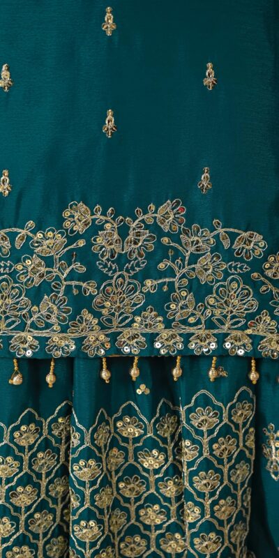 NF 1245 Teal Chinon Silk Lehenga Choli with Embroidery Work & Zari Work. Now at just ₹2449. Delivery 4-6 Working Days. Shop now. | Bollywood Lehenga, Creative Lehenga, Designer Lehenga, Embroidered Lehenga, Lehenga, Party Wear Lehenga