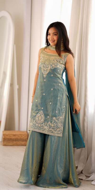 KB 306 Blue Fendy Silk Salwar Suit with Mirror Work & Embroidery Work. Best Price ₹1999. Delivery 4-6 Working Days. Shop now. | Jump Suits, Straight Suits, Casual Suits, Creative suits, Designer Suits, Palazzo Suits, Party Wear Suits, Patiala Suits, Salwar suit