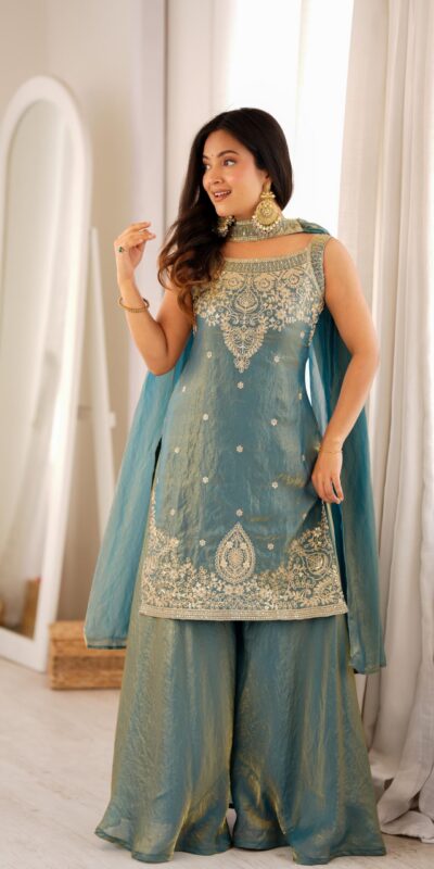 KB 306 Blue Fendy Silk Salwar Suit with Mirror Work & Embroidery Work. Best Price ₹1999. Delivery 4-6 Working Days. Shop now. | Jump Suits, Straight Suits, Casual Suits, Creative suits, Designer Suits, Palazzo Suits, Party Wear Suits, Patiala Suits, Salwar suit