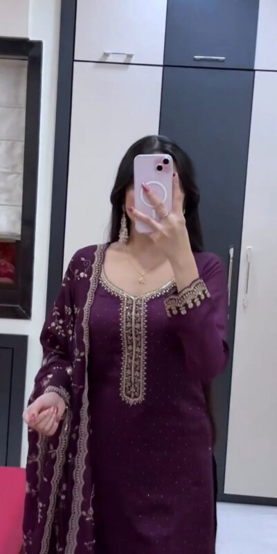 JF 048 Wine Color Georgette Salwar Suit with Designer Work. Affordable Price ₹2149. Delivery 4-6 Working Days. Online Shop now. | Jump Suits, Straight Suits, Casual Suits, Creative suits, Designer Suits, Palazzo Suits, Party Wear Suits, Patiala Suits, Salwar suit