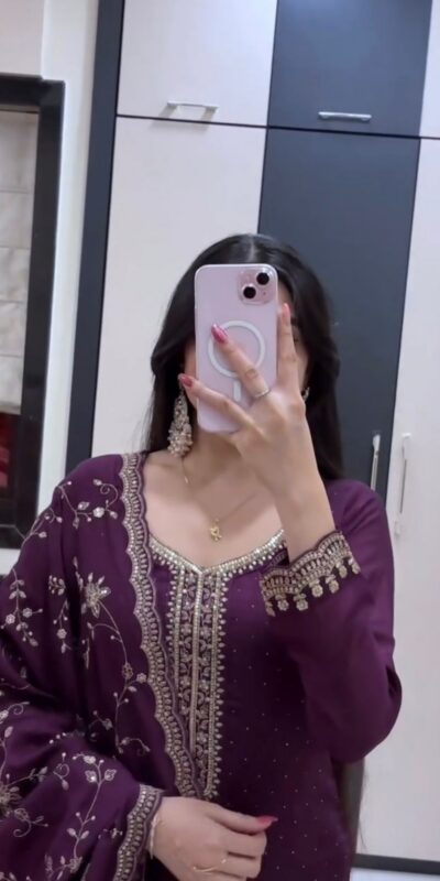 JF 048 Wine Color Georgette Salwar Suit with Designer Work. Affordable Price ₹2149. Delivery 4-6 Working Days. Online Shop now. | Jump Suits, Straight Suits, Casual Suits, Creative suits, Designer Suits, Palazzo Suits, Party Wear Suits, Patiala Suits, Salwar suit