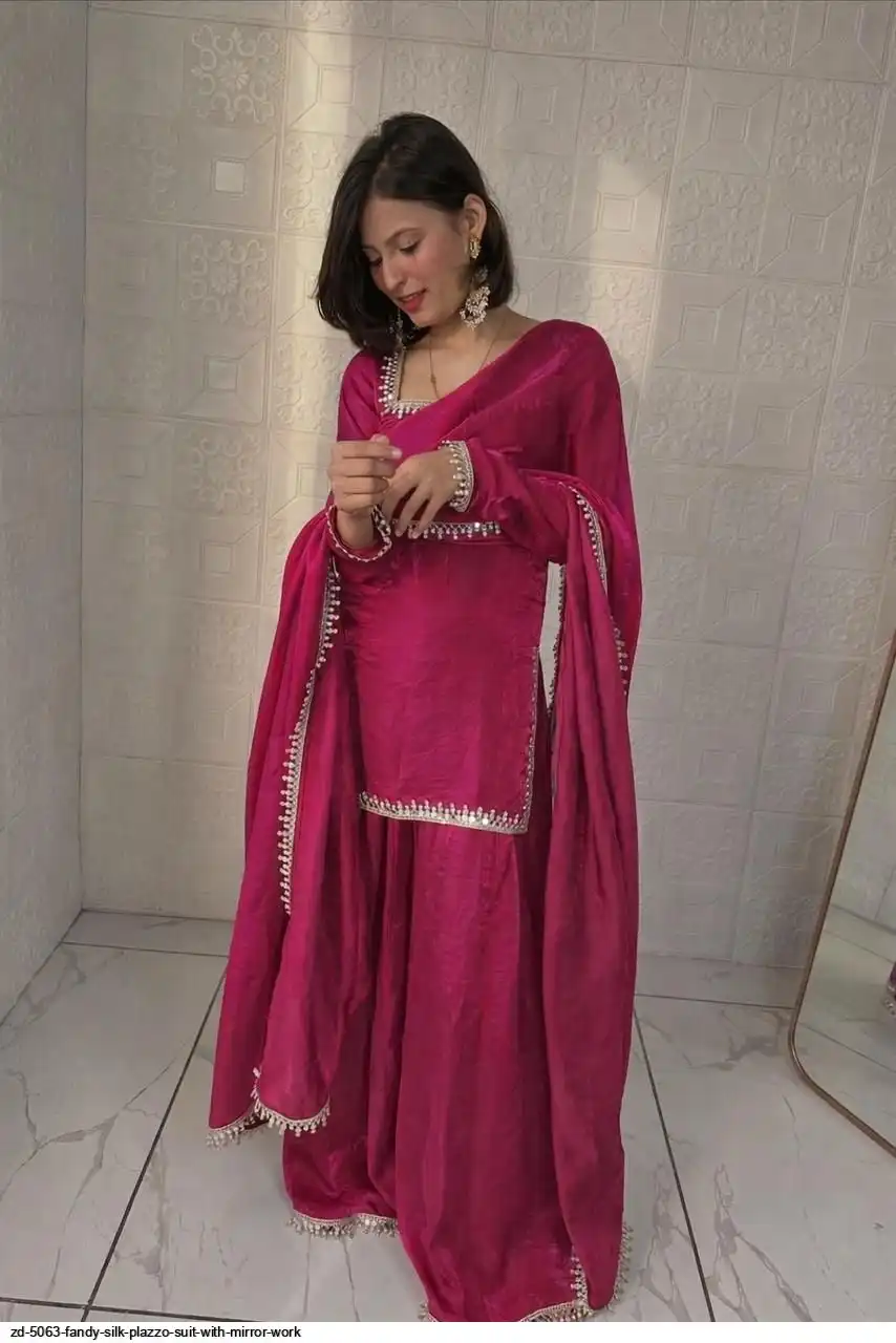 ZB 5063 Pink Fandy Silk Salwar Suit with Embroidery Work. Wedding, Party, Festive, Events Now at just ₹1949. Delivery 4-6 Working Days. Shop now. | Jump Suits, Straight Suits, Casual Suits, Creative suits, Designer Suits, Palazzo Suits, Party Wear Suits, Patiala Suits, Salwar suit