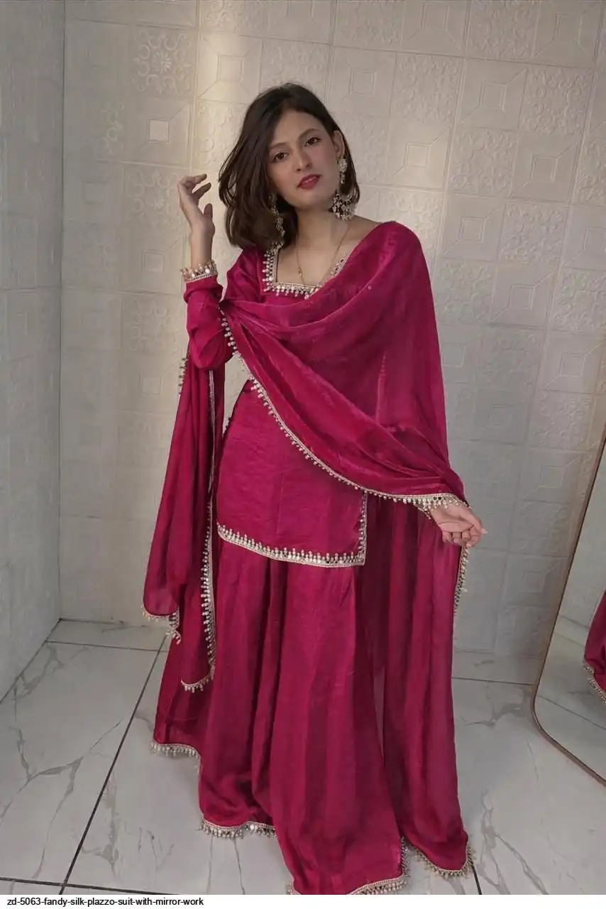 ZB 5063 Pink Fandy Silk Salwar Suit with Embroidery Work. Wedding, Party, Festive, Events Now at just ₹1949. Delivery 4-6 Working Days. Shop now. | Jump Suits, Straight Suits, Casual Suits, Creative suits, Designer Suits, Palazzo Suits, Party Wear Suits, Patiala Suits, Salwar suit
