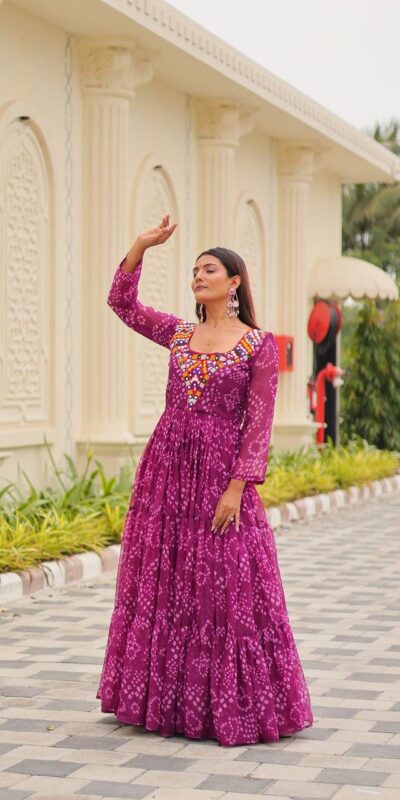 Ram 119 Pink Faux Georgette Gown with Mirror Work. Wedding, Party, Festive, Events Special Price ₹1899. Delivery 4-6 Working Days. Shop now. | Bollywood Gowns, Creative Gowns, Designer Gowns, Embroidered Gowns, Gowns, Party Wear Gowns