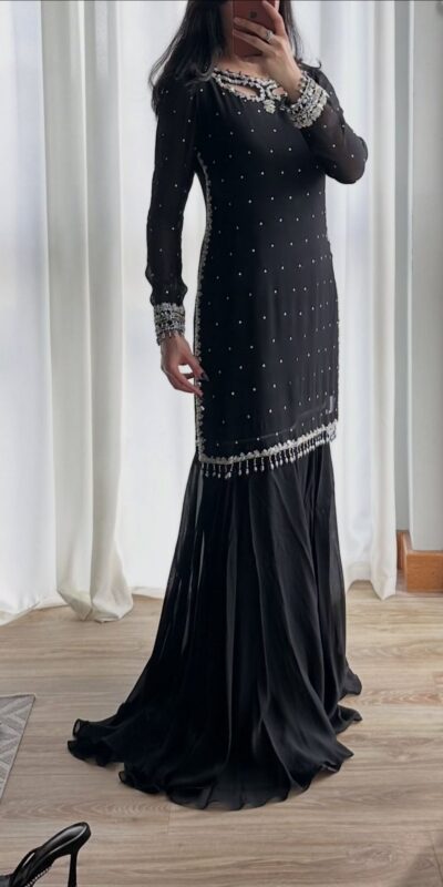 SRK 5353 Black Faux Georgette Salwar Suit Perfect for Wedding, Party, Family Gatherings, Sangeet, Housewarming – . Affordable Price ₹1949. Days | Jump Suits, Straight Suits, Casual Suits, Creative suits, Designer Suits, Palazzo Suits, Party Wear Suits, Patiala Suits, Salwar suit