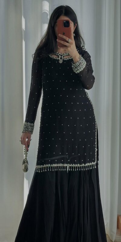 SRK 5353 Black Faux Georgette Salwar Suit Perfect for Wedding, Party, Family Gatherings, Sangeet, Housewarming – . Affordable Price ₹1949. Days | Jump Suits, Straight Suits, Casual Suits, Creative suits, Designer Suits, Palazzo Suits, Party Wear Suits, Patiala Suits, Salwar suit