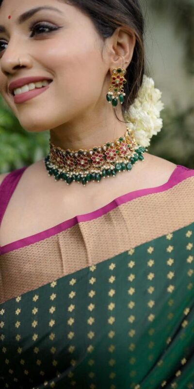 KPR 6047 Green in Soft Lichi Silk Jacquard Work Designer Work Saree . Exclusive Offer ₹1449. Delivery 4-6 Working Days. Shop now. | Bollywood Sarees, Creative Sarees, Designer Sarees, Embroidered Sarees, Ethnic Saree, Modern Digital sarees, Party Wear Sarees, Sarees