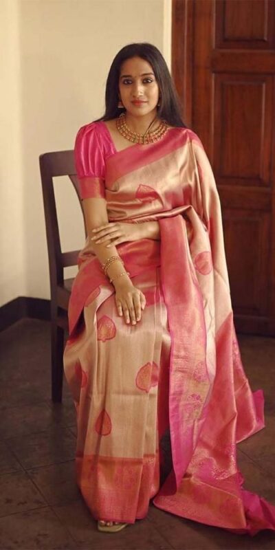 KP 5025 Pink in Soft Lichi Silk Jacquard Work Designer Work Saree . Exclusive Offer ₹1449. Delivery 4-6 Working Days. Shop now. | Bollywood Sarees, Creative Sarees, Designer Sarees, Embroidered Sarees, Ethnic Saree, Modern Digital sarees, Party Wear Sarees, Sarees
