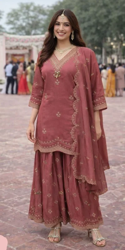 FC 4261 Peach Color Roman Silk Salwar Suit with Embroidery Work. Available at ₹2549 only. Delivery 4-6 Working Days. Shop now. | Jump Suits, Straight Suits, Casual Suits, Creative suits, Designer Suits, Palazzo Suits, Party Wear Suits, Patiala Suits, Salwar suit