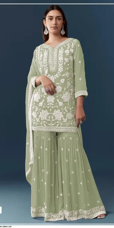 FC 727 Pista Chiffon Georgette Salwar Suit. Perfect for Wedding, Party, Baby Shower, Pooja, Temple Visit – Grab it for ₹2599. Delivery 4-6 Work | Jump Suits, Straight Suits, Casual Suits, Creative suits, Designer Suits, Palazzo Suits, Party Wear Suits, Patiala Suits, Salwar suit