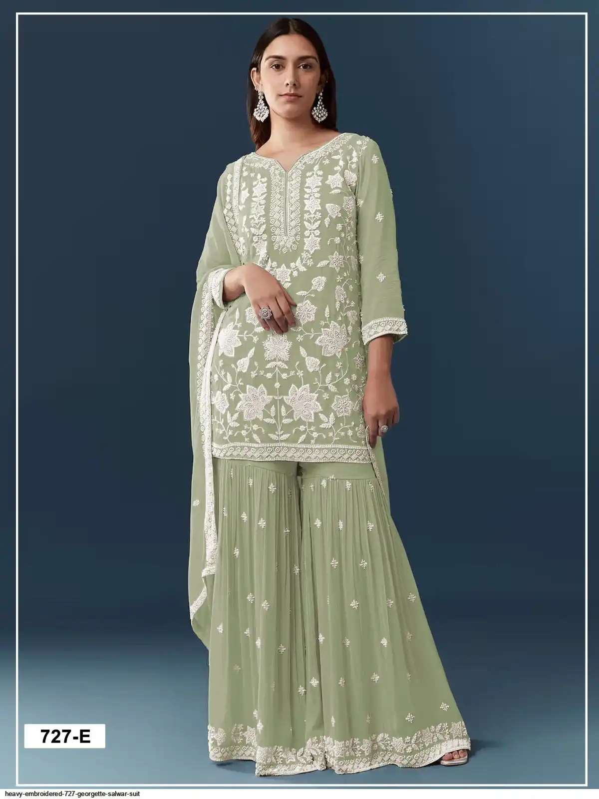 FC 727 Pista Chiffon Georgette Salwar Suit. Perfect for Wedding, Party, Baby Shower, Pooja, Temple Visit – Grab it for ₹2599. Delivery 4-6 Work | Jump Suits, Straight Suits, Casual Suits, Creative suits, Designer Suits, Palazzo Suits, Party Wear Suits, Patiala Suits, Salwar suit
