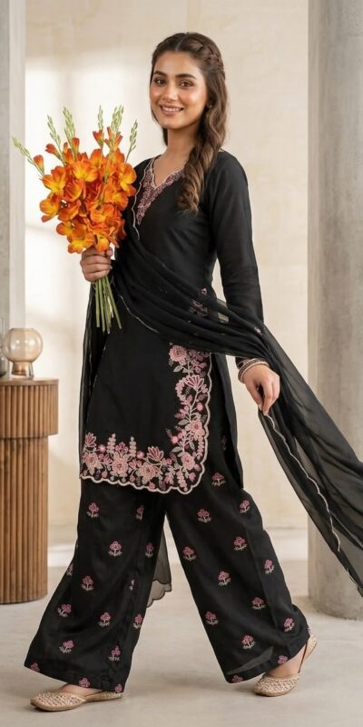 ND 5067 Black Vichitra Silk Salwar Suit with Embroidery Work. Wedding, Party, Festive, Events, Grab it for ₹2399. Delivery 4-6 Working Days. Shop now. | Jump Suits, Straight Suits, Casual Suits, Creative suits, Designer Suits, Palazzo Suits, Party Wear Suits, Patiala Suits, Salwar suit