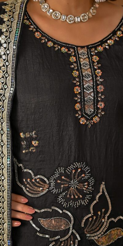 ND 5067 Black Vichitra Silk Salwar Suit with Embroidery Work. Wedding, Party, Festive, Events, Grab it for ₹2399. Delivery 4-6 Working Days. Shop now. | Jump Suits, Straight Suits, Casual Suits, Creative suits, Designer Suits, Palazzo Suits, Party Wear Suits, Patiala Suits, Salwar suit