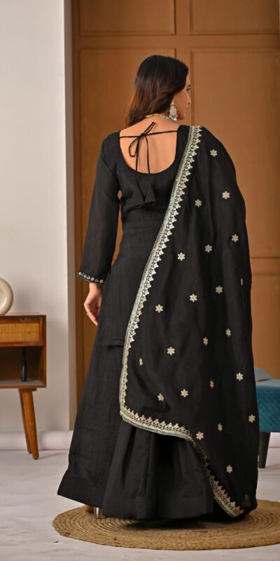 ND 5067 Black Vichitra Silk Salwar Suit with Embroidery Work. Wedding, Party, Festive, Events, Grab it for ₹2399. Delivery 4-6 Working Days. Shop now. | Jump Suits, Straight Suits, Casual Suits, Creative suits, Designer Suits, Palazzo Suits, Party Wear Suits, Patiala Suits, Salwar suit
