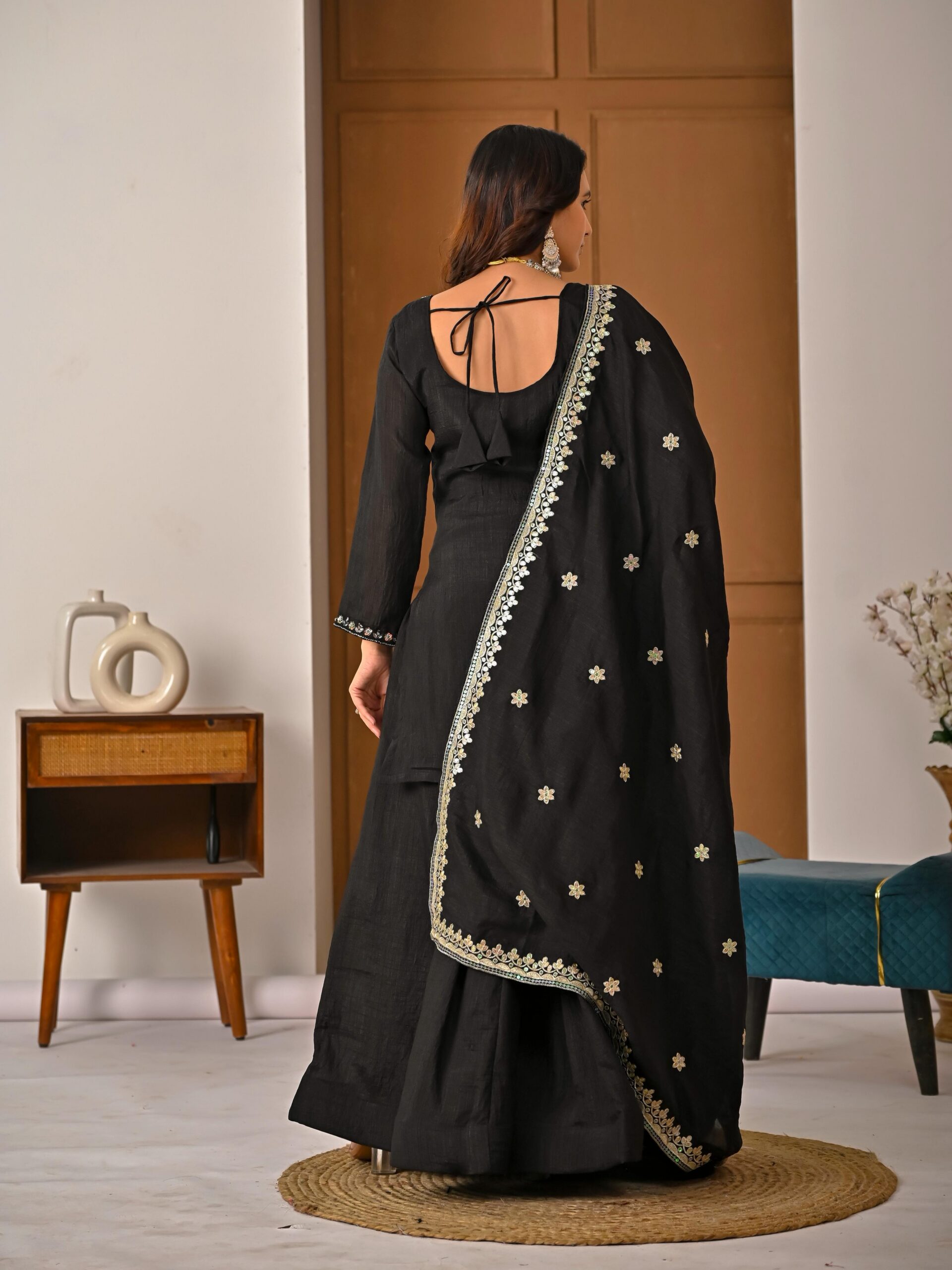 ND 5067 Black Vichitra Silk Salwar Suit with Embroidery Work. Wedding, Party, Festive, Events, Grab it for ₹2399. Delivery 4-6 Working Days. Shop now. | Jump Suits, Straight Suits, Casual Suits, Creative suits, Designer Suits, Palazzo Suits, Party Wear Suits, Patiala Suits, Salwar suit