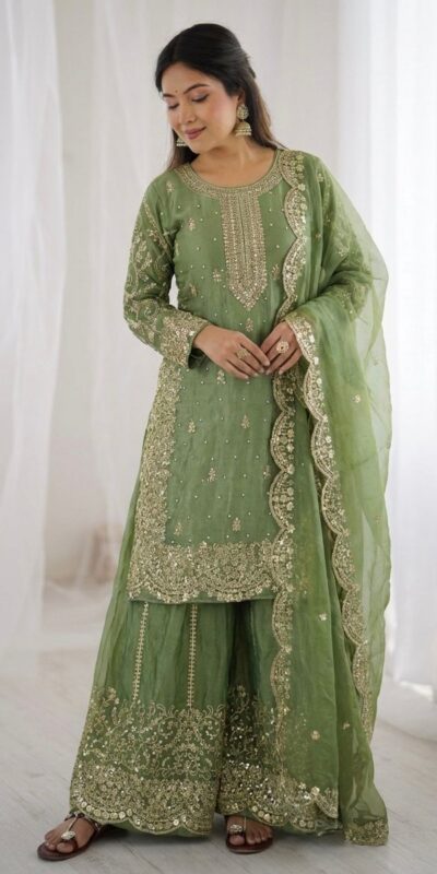 ZSR 3167 Green Fendy Silk Salwar Suitwith Embroidery Work & Lace Work. Now at just ₹2149. Delivery 4-6 Working Days. Shop now. | Jump Suits, Straight Suits, Casual Suits, Creative suits, Designer Suits, Palazzo Suits, Party Wear Suits, Patiala Suits, Salwar suit