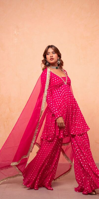 ZSR 3173 Pink Chanderi Jacquard Butti Salwar Suit with Mirror Work & Lace Work. Festive Deal ₹2049. Delivery 4-6 Working Days. Shop now. | Jump Suits, Straight Suits, Casual Suits, Creative suits, Designer Suits, Palazzo Suits, Party Wear Suits, Patiala Suits, Salwar suit