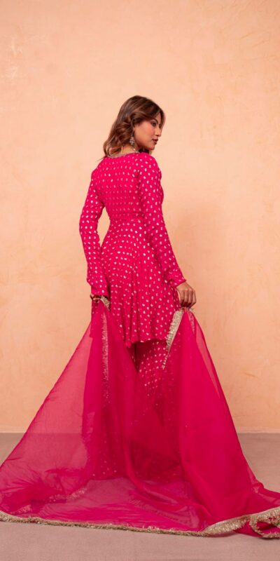 ZSR 3173 Pink Chanderi Jacquard Butti Salwar Suit with Mirror Work & Lace Work. Festive Deal ₹2049. Delivery 4-6 Working Days. Shop now. | Jump Suits, Straight Suits, Casual Suits, Creative suits, Designer Suits, Palazzo Suits, Party Wear Suits, Patiala Suits, Salwar suit