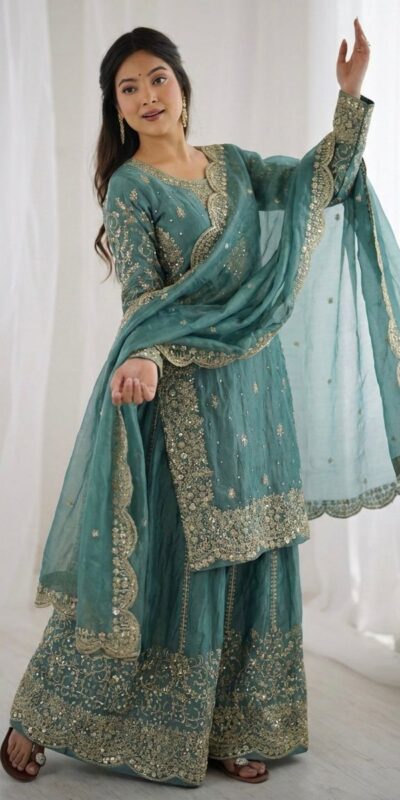 ZSR 3167 Sea Green Fendy Silk Salwar Suitwith Embroidery Work & Lace Work. Now at just ₹2149. Delivery 4-6 Working Days. Shop now. | Jump Suits, Straight Suits, Casual Suits, Creative suits, Designer Suits, Palazzo Suits, Party Wear Suits, Patiala Suits, Salwar suit