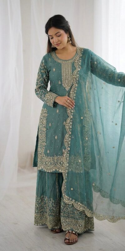 ZSR 3167 Sea Green Fendy Silk Salwar Suitwith Embroidery Work & Lace Work. Now at just ₹2149. Delivery 4-6 Working Days. Shop now. | Jump Suits, Straight Suits, Casual Suits, Creative suits, Designer Suits, Palazzo Suits, Party Wear Suits, Patiala Suits, Salwar suit