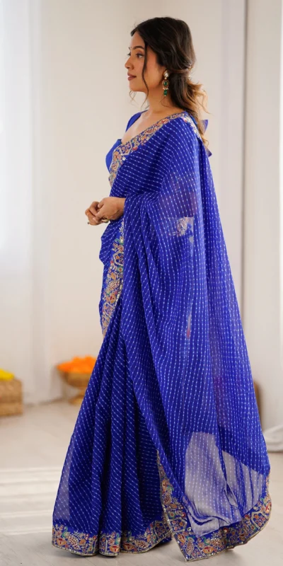 SP 79 Blue Faux Georgette Saree Perfect for Wedding, Party, Lohri, Engagement, Baby Shower – . Now at just ₹1999. Delivery 4-6 Working Days. Shop now | Bollywood Sarees, Creative Sarees, Designer Sarees, Embroidered Sarees, Ethnic Saree, Modern Digital sarees, Party Wear Sarees, Sarees