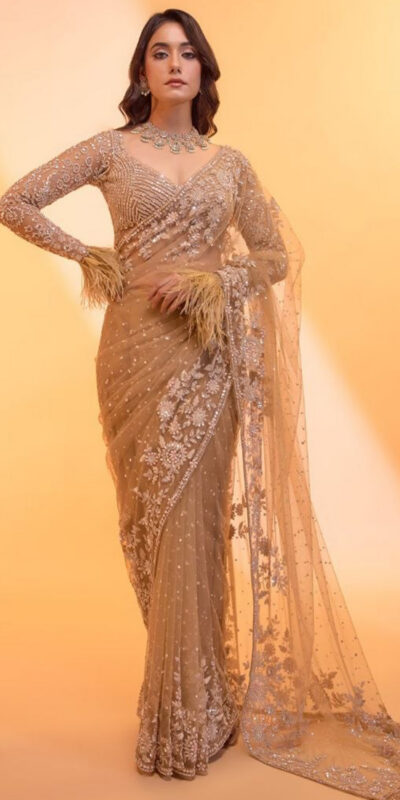 DF 3472 Gold Butterfly Net Saree Sequence with Work & Zari Work. Introductory Price ₹1799. Delivery 4-6 Working Days. Shop now. | Bollywood Sarees, Creative Sarees, Designer Sarees, Embroidered Sarees, Ethnic Saree, Modern Digital sarees, Party Wear Sarees, Sarees