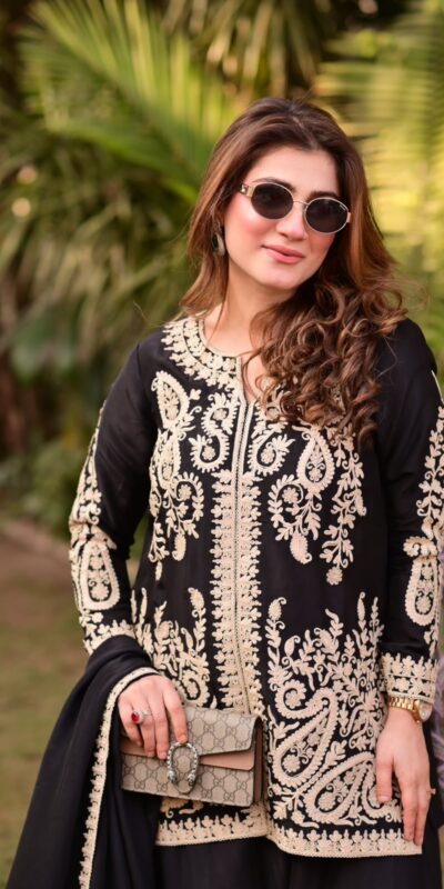 KD 1631 Black Black Faux Georgette Salwar Suit with Embroidery Work. Get it for ₹2099. Delivery 4-6 Working Days. Shop now. | Jump Suits, Straight Suits, Casual Suits, Creative suits, Designer Suits, Palazzo Suits, Party Wear Suits, Patiala Suits, Salwar suit