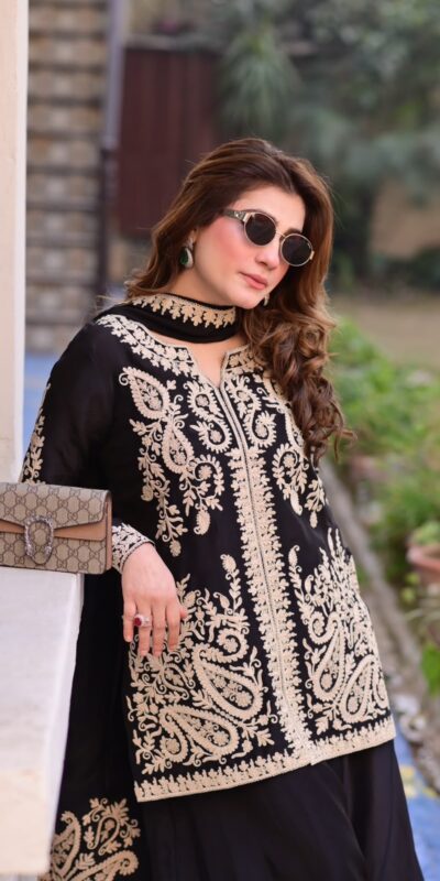 KD 1631 Black Black Faux Georgette Salwar Suit with Embroidery Work. Get it for ₹2099. Delivery 4-6 Working Days. Shop now. | Jump Suits, Straight Suits, Casual Suits, Creative suits, Designer Suits, Palazzo Suits, Party Wear Suits, Patiala Suits, Salwar suit